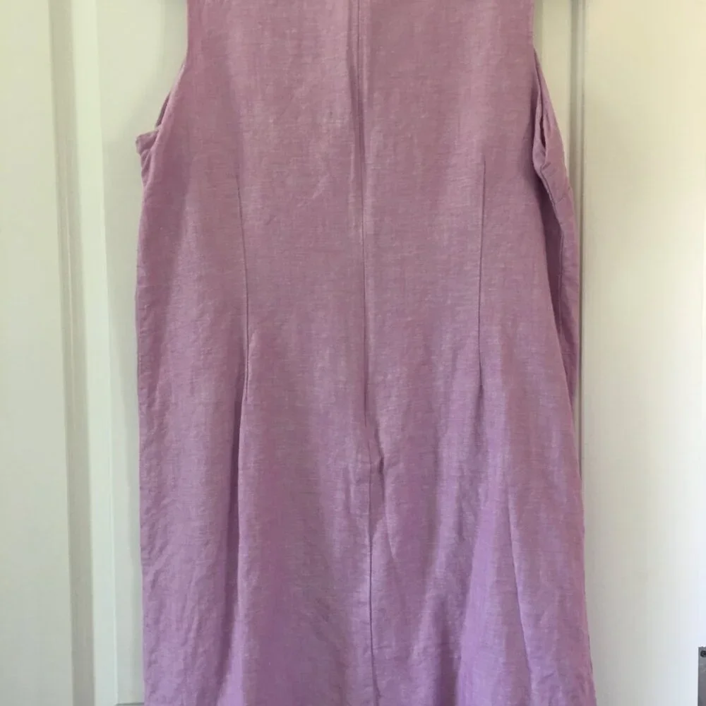 Talbots Lavender with White Embroidery Sleeveless Dress Knee Length 16 Petite - Picture 8 of 8
